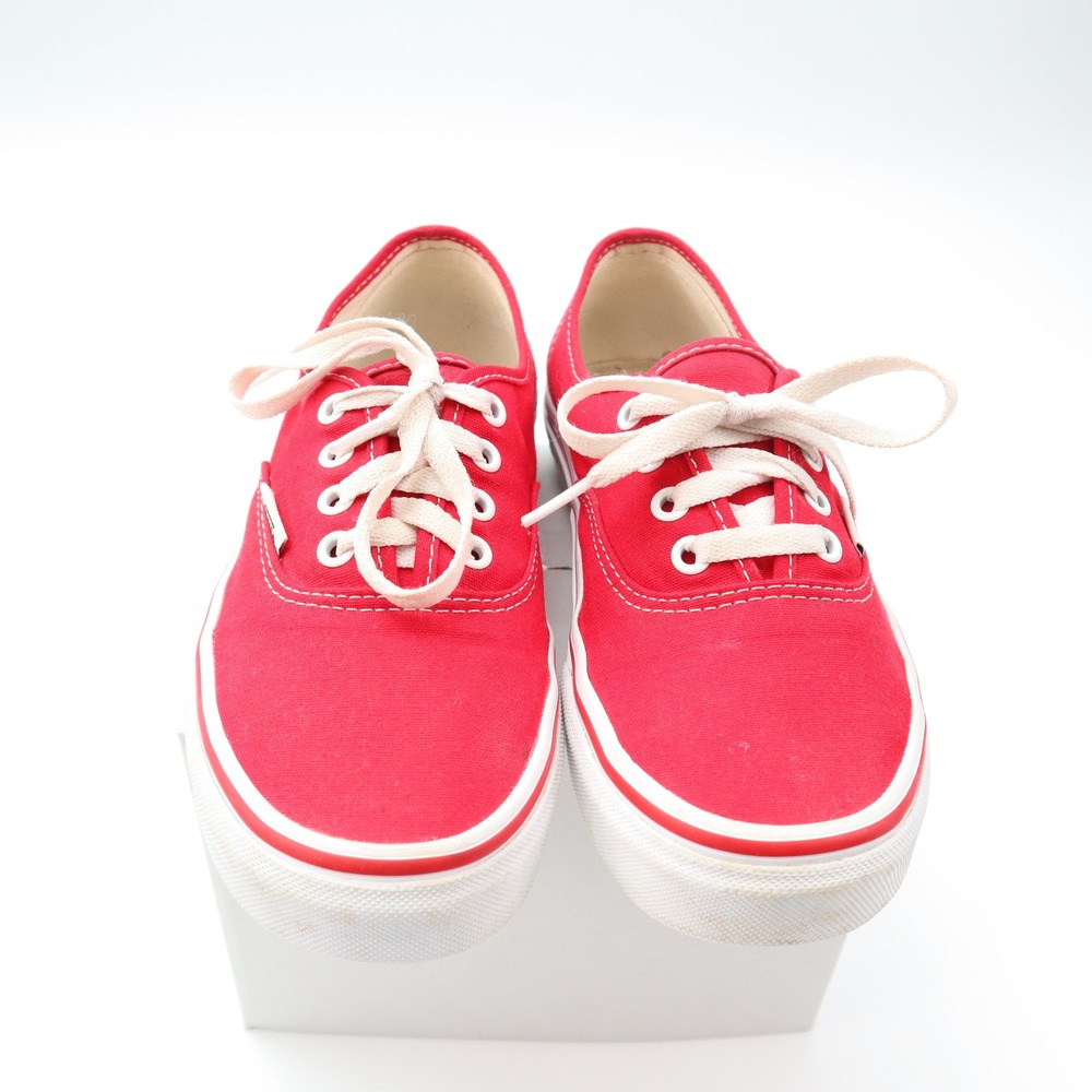 Vans Authentic Red Canvas Lace Up Low Top Sneakers Shoes